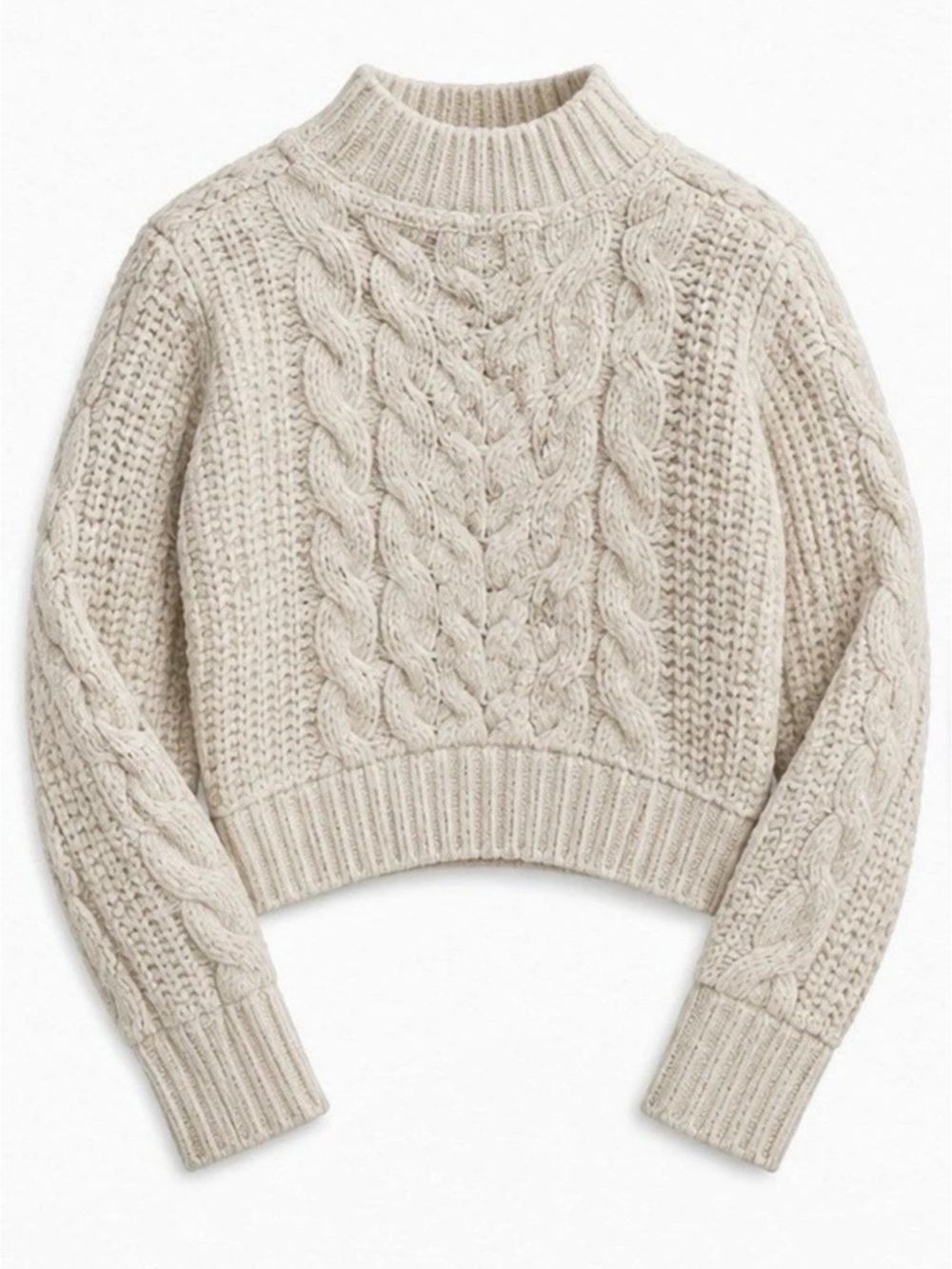 Free People Easy Street Crop Pullover Cream Cable Knit Sweater - S
